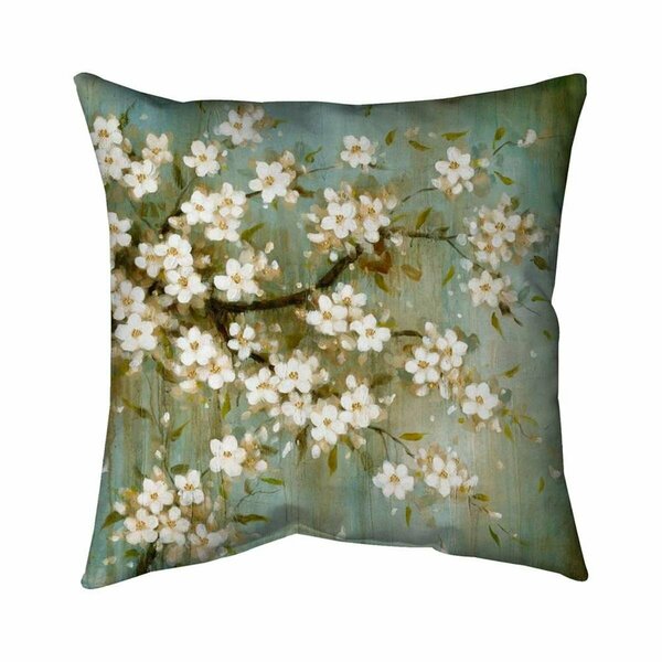 Begin Home Decor 26 x 26 in. White Cherry Blossom-Double Sided Print Indoor Pillow 5541-2626-FL80